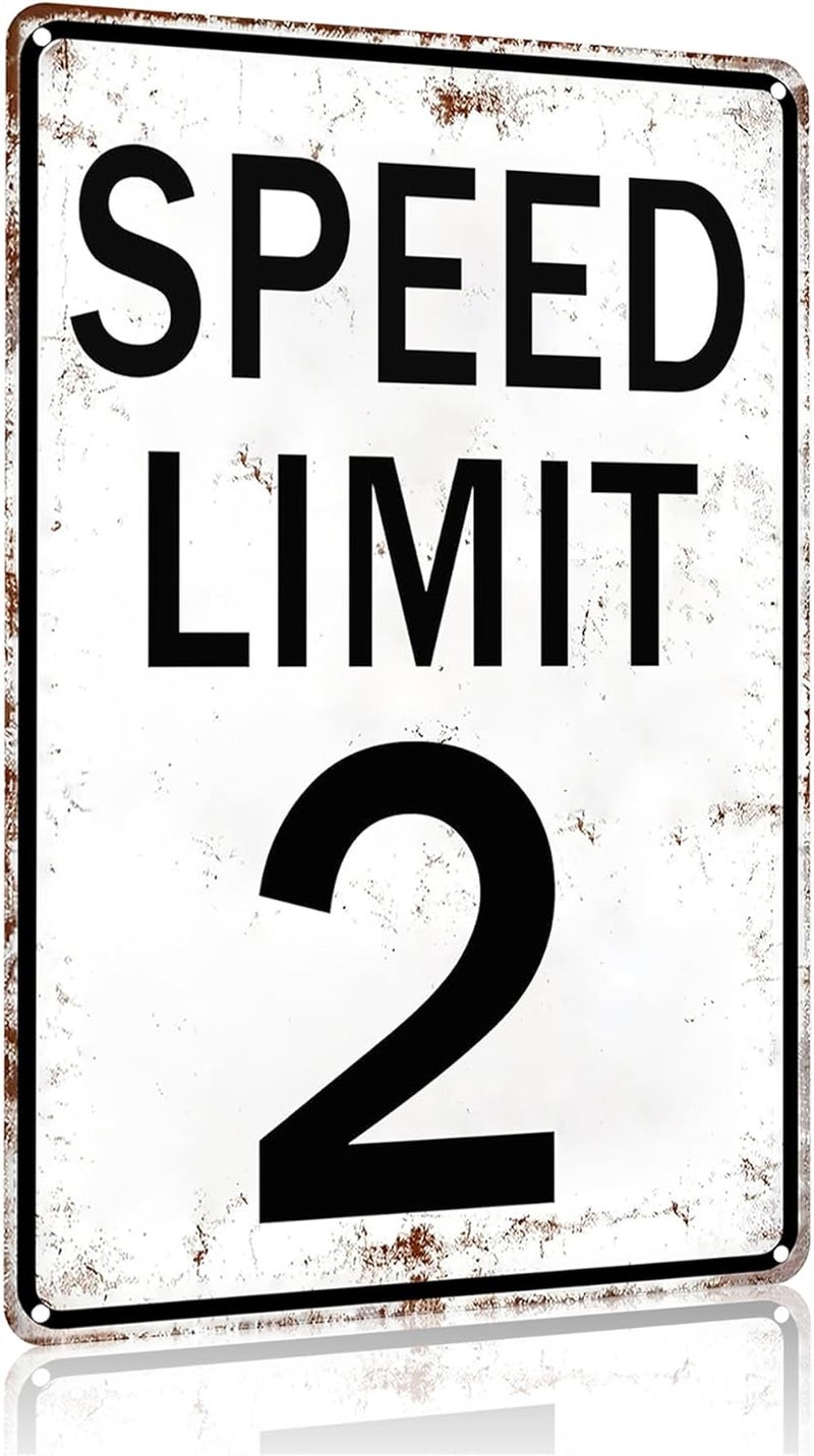 CrazySign Boys Gifts Retro Tin Sign Speed Limit 2 Sign for Boys Room Man Cave Garage Cars Themed Room Bedroom Vintage Style Wall Art Decor 8 x 12 Inch (3196) - Image 1